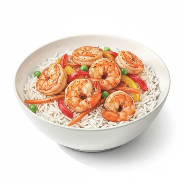 Stir-fried Shrimp with Rice and Vegetables