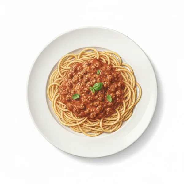 Spaghetti and Minced Meat Sauce with Herbs